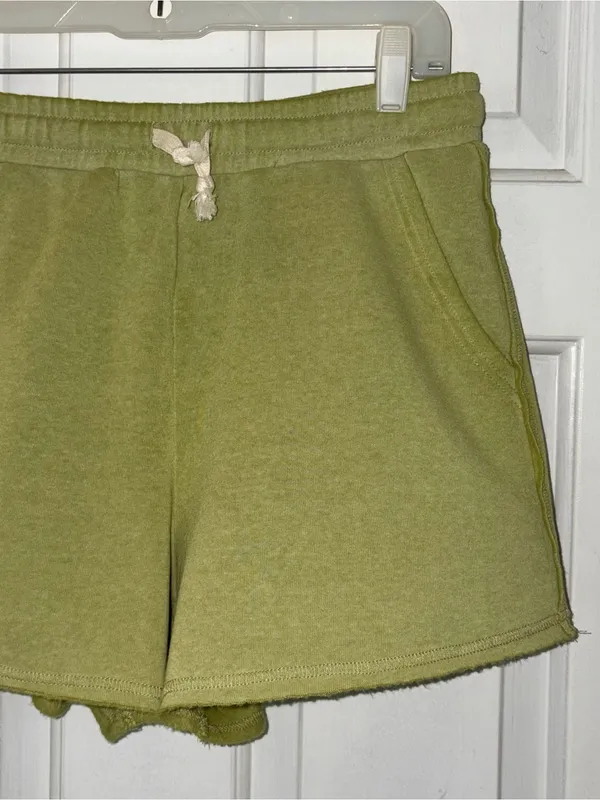 Double Zero Lime Green Terry Fleece Lined Shorts - Image 2