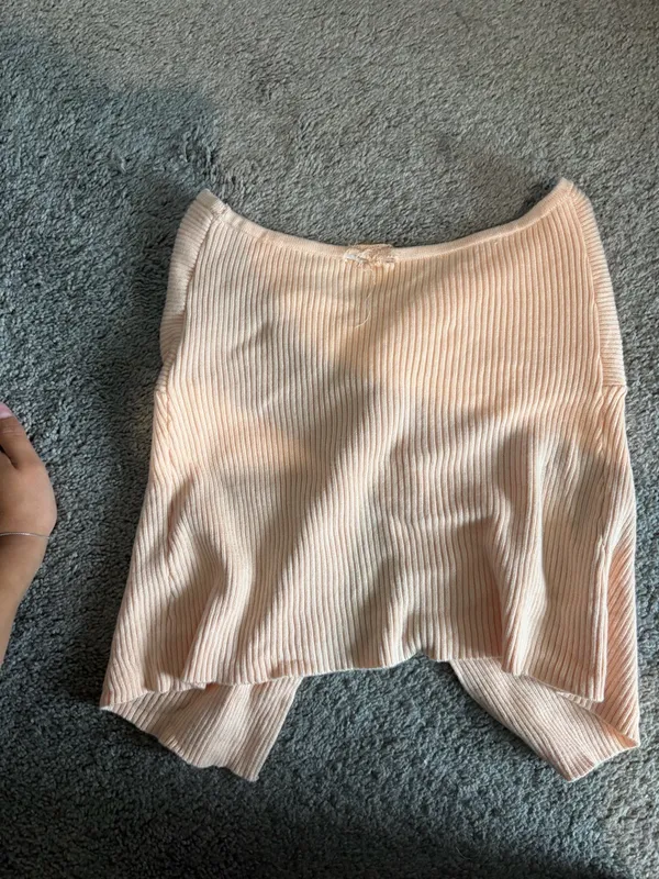 Abercrombie & Fitch Strapless Twist Ribbed Top in Light Peach - Image 3