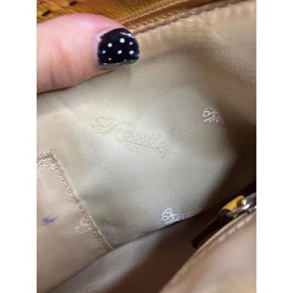 Fossil Shoulder Bag Womens Small Yellow Good Leather Whipstitch Boho Zip Top - Image 5