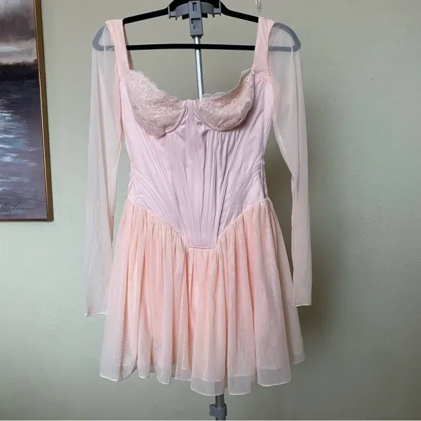 Size S PLUS CUP House of CB 'Vivi' Soft Peach‎ Corset Mini Dress NWOT - Image 5