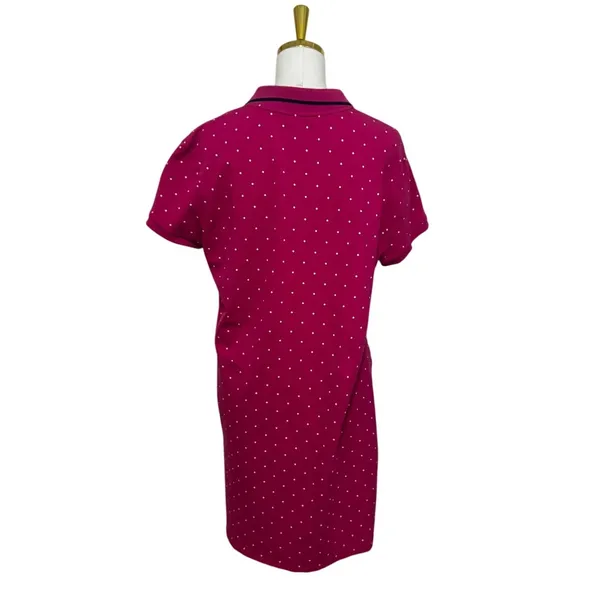 U.S. Polo Assn. Pink Polka Dot Polo Dress Short Sleeve Cotton Stretch Casual - Image 2