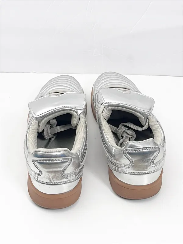 STEVE MADDEN Madrid Silver Metallic Lace Up Sneakers Shoes Size 7.5 Retro Casual - Image 12