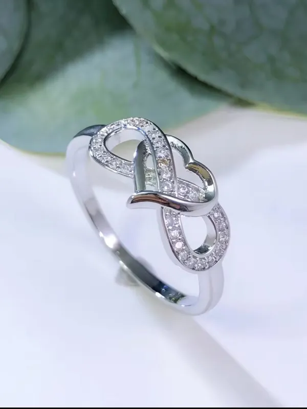 NewSterling Silver Heart Infinity Ring - New With Tag Heart Fashion Ring Size6 - Image 2