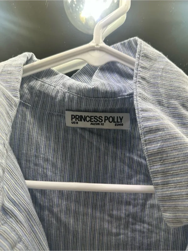 Princess Polly Cottesloe Blouse Top Blue Stripe Size 8 (Ready To ship) - Image 3