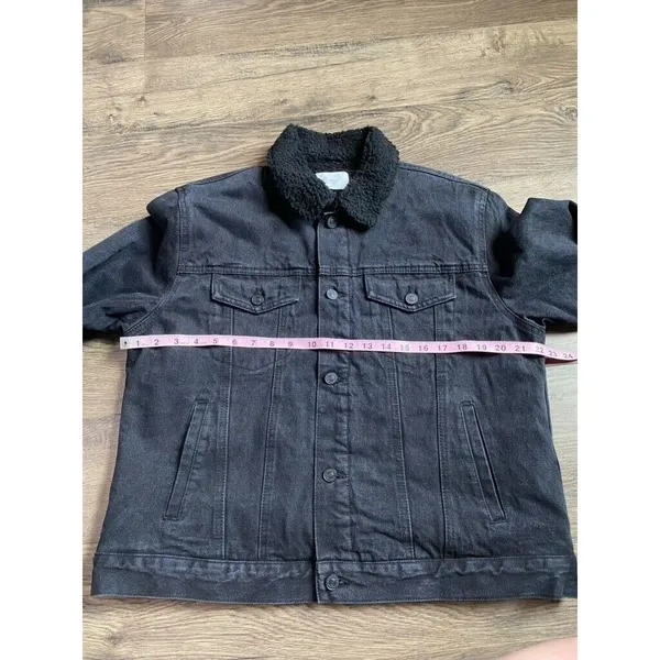 NWOT Womens KanCan‎ Sonny Sherpa Trucker Jacket acid black denim size L - Image 9