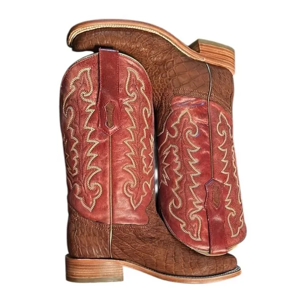 Corral Brown/Red Cowboy Leather Pull on Boots(Size 8.5) - Image 2