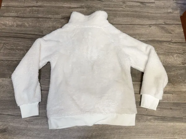 Mondetta Women’s Ivory Plush Sherpa Quarter Zip Pullover Sweater Size M - Image 5