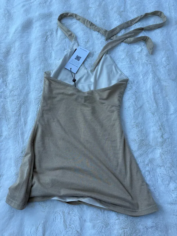 Tiger Mist Gold Mini Dress - Image 2