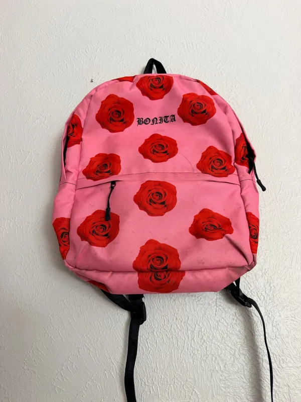 Vans Viva La Bonita Bonita pink rose old English backpack - Image 2