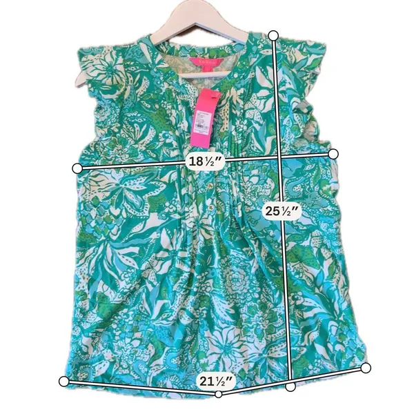 Lilly Pulitzer NWT botanical green ruffled top size small - Image 7