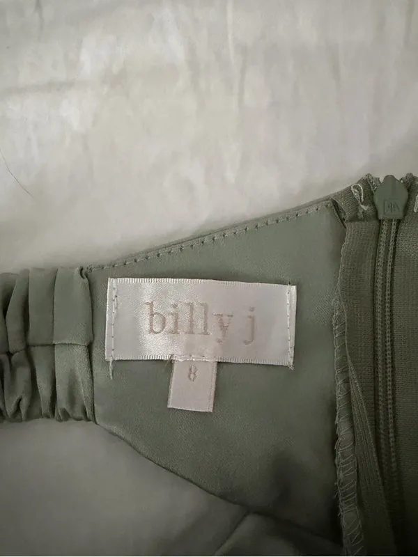 Billy J Olive Satin Maxi Dress Green Size 4 - Image 5