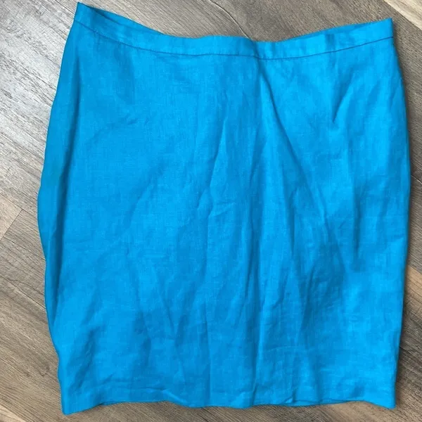 Zara Women’s Teal Linen Ruffle Midi Skirt Size Small - Image 6