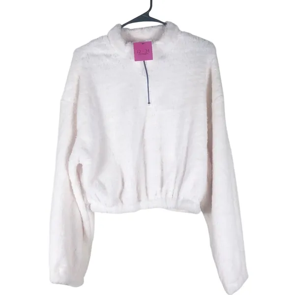 NWT Sherpa Pullover Womens M White Fleece 1/2 Zip Oversized Cozy Minimalist - Image 5