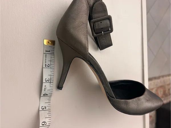 BCBGeneration Metallic Dark Gray Pointed-Toe Ankle-Strap Heels 10 M - Image 2