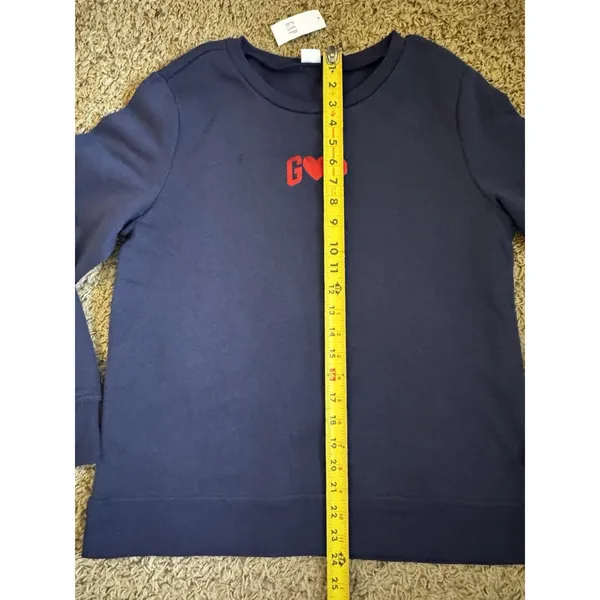 GAP Navy Logo Crew Neck Pullover Sweatshirt Womens Regular S Fleece Long Sleeve - Image 5