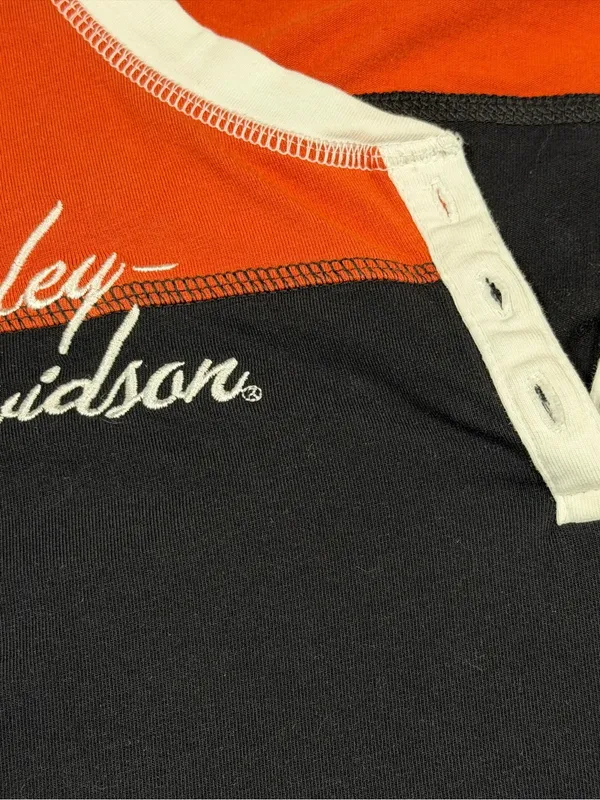 Harley-Davidson Classic Colorblock Henley Women’s Plus Size 2W Black Orange NEW - Image 3