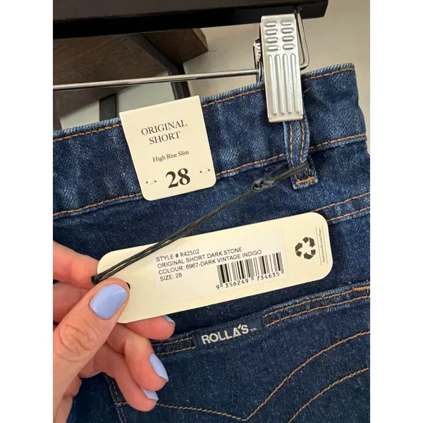 Rolla's Original Short in Dark Stone Dark Vintage Indigo Womens Size 28 - Image 9