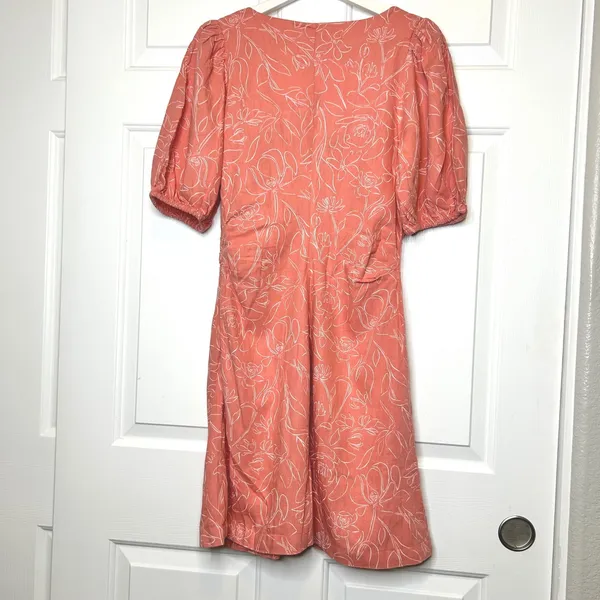 A New Day Floral Linen Blend Puff Sleeve‎ Mini Dress Size 10 NWT - Image 3
