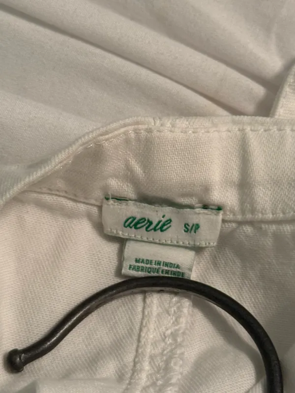 Aerie Linen Tie Shoulder Shortall Romper in White - Image 4