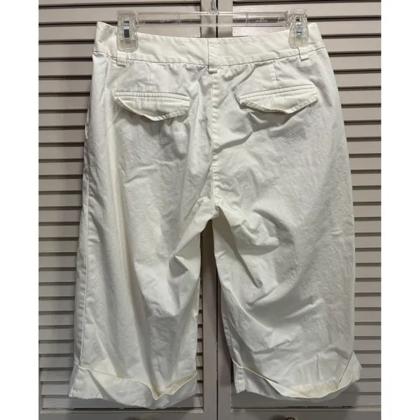 Tommy Bahama (18 Golf) Cream Capris Cuffed Sz 4 Low Rise Pockets‎ Zip Soft - Image 4