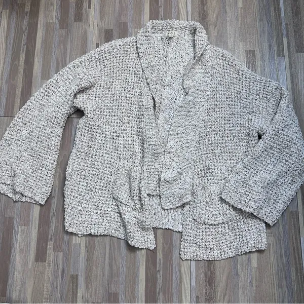 POL Cream Textured Open Knit Women's Cardigan Size Large - Image 2