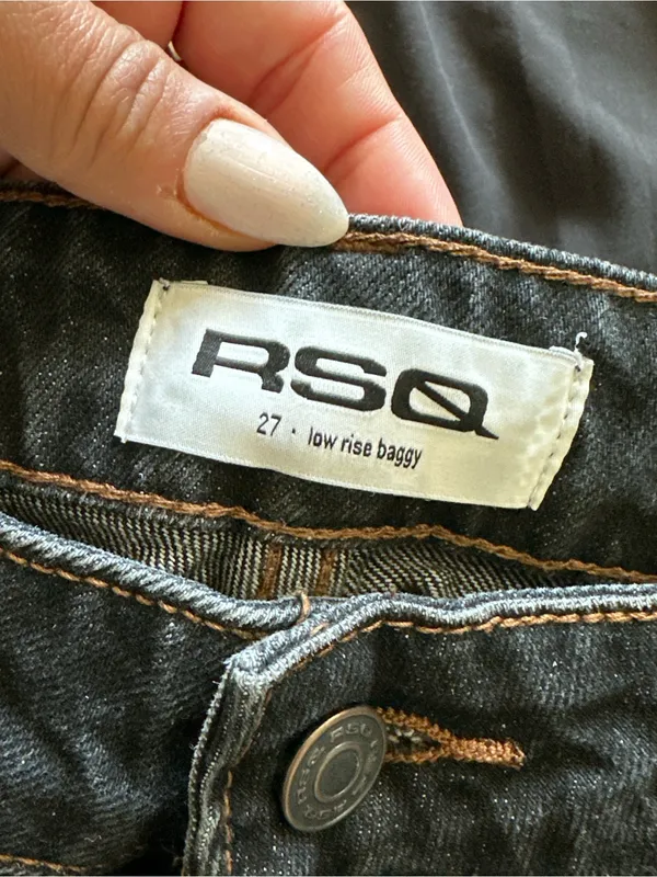 RSQ Low Rise Baggy Wide Leg Jeans In Washed BLACK Sz. 27 - Image 6