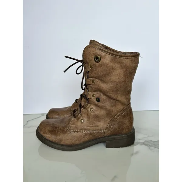 Arizona Jeans Faux Fur Fold Down Brown Combat Boots Womens Size 7 Lace Up⁠ - Image 3