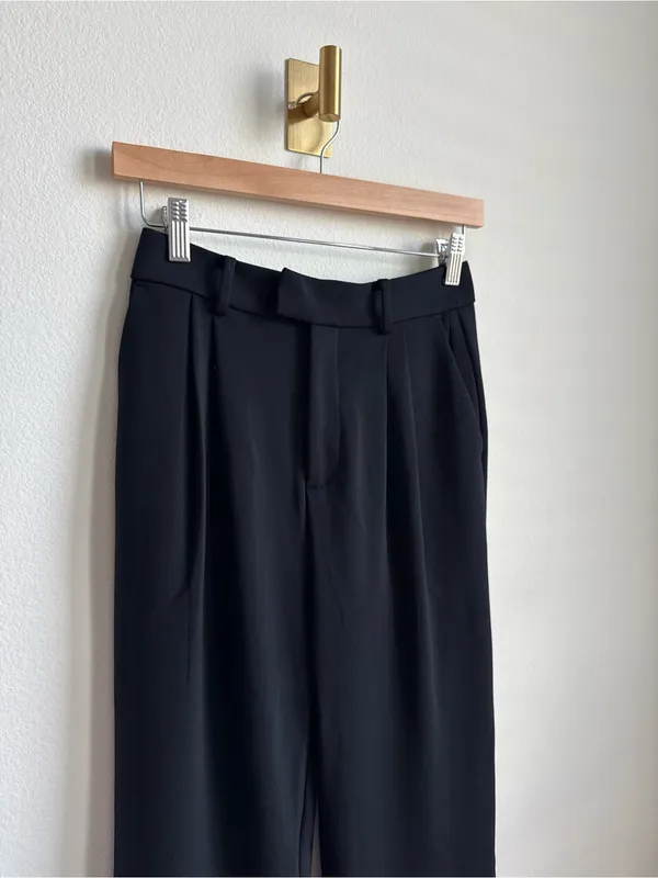 CUTS Essential Pants Black Wide Leg Pintuck Trousers Size 6 - Image 4