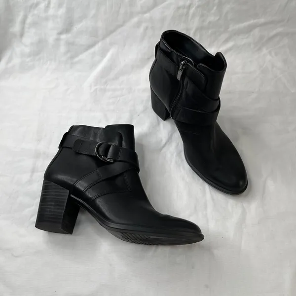 Ecco Womens Black Shape 55 Zip up Leather Mid Cut Boots Size 39 - Image 5