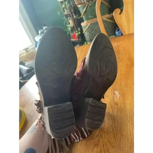 Women's Volatile‎ Brown Suede Fringe Booties Size 6 Cowgirl Boots Western GUC! - Image 6