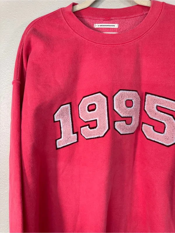 Anthropologie Pink 1995 Crewneck Sweatshirt Womens M Oversized Casual Athlesuire - Image 10