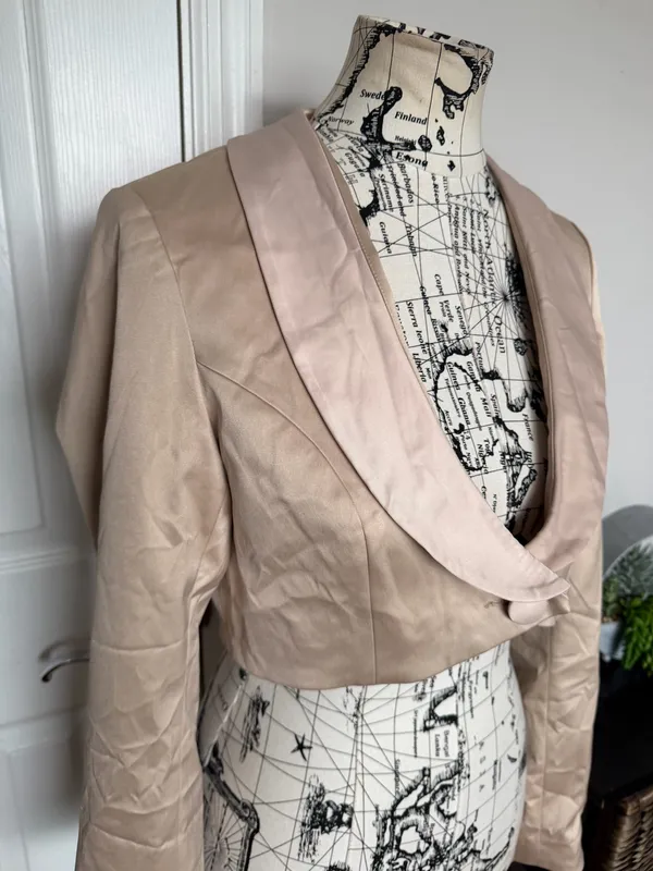 Divided H&M Vintage y2k Satin Bolero Champagne jacket crop Sz 12 button evening - Image 2