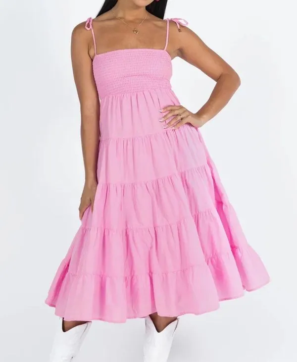 Princess Polly Pink Tiered Midi Sundress - Image 2
