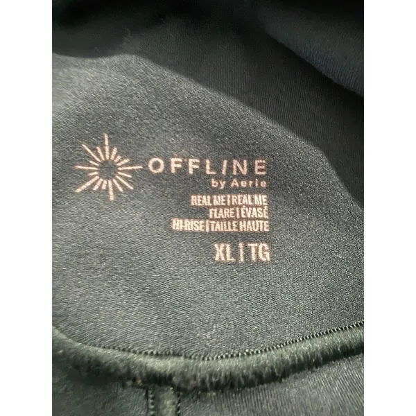 OFFLINE‎ by Aerie Real Me High Waisted Crossover Flare Leggings Green XL - Image 4