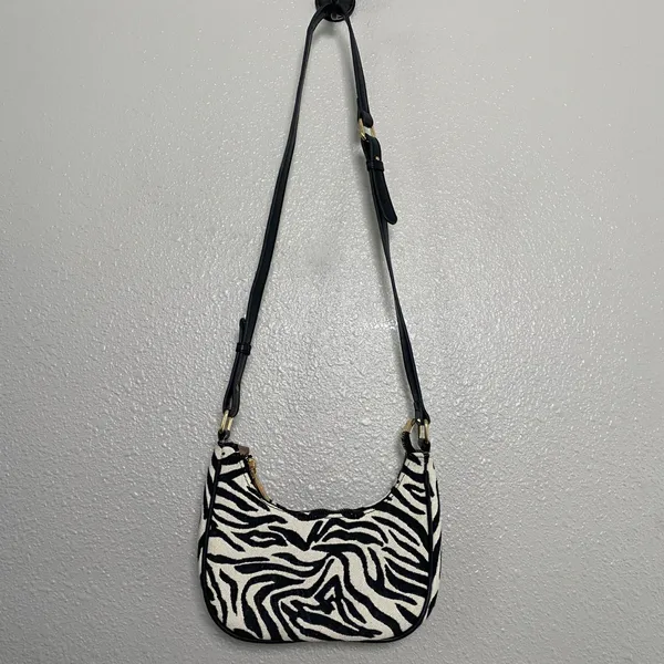 Y2K Zebra Print Crossbody Shoulder Bag 2000s McBling Bratzcore Animal Print Boho - Image 2