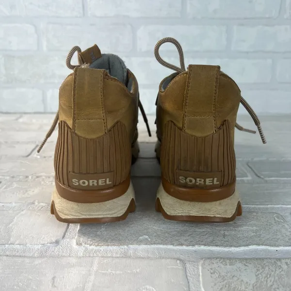 Sorel Kinetic Caribou Snow Boots‎ Womens 7.5 Light Brown Leather Gray Waterproof - Image 3