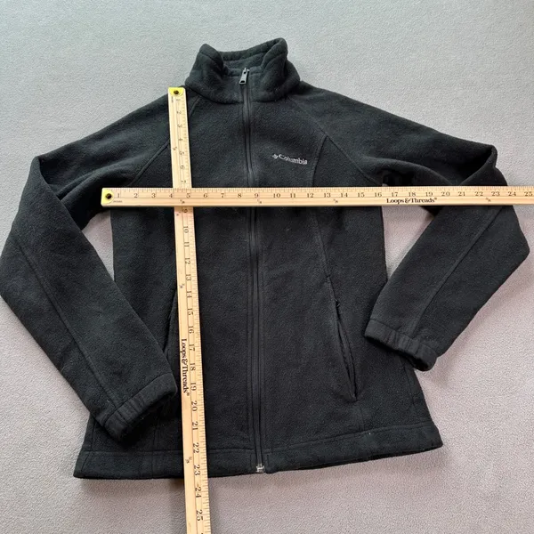 Columbia Sportswear Full Zip Fleece Jacket Women's M Black Outdoor Casual Light - Image 3
