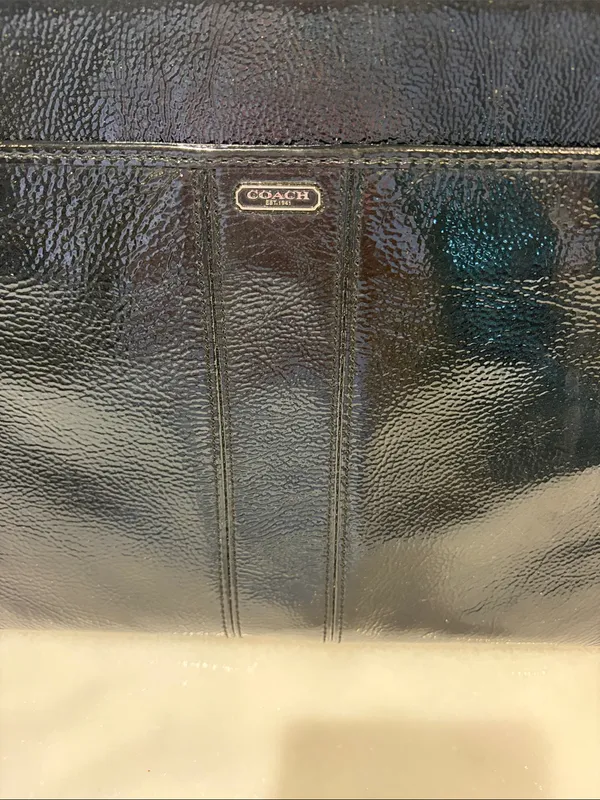 Coach Black Patent Leather Laptop Sleeve - Image 2