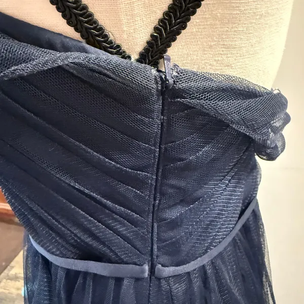 Vera Wang White Women’s Navy Tulle Strapless Dress Size 8 - Image 6