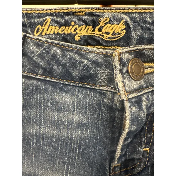 American Eagle Outfitters Womens skinny Flare Leg Jeans Medium Wash 4 Long denim - Image 4
