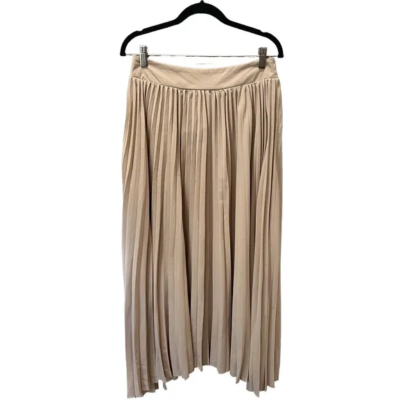 NWT Miamisty Beige Pleated Midi Maxi Skirt High Waist Preppy Fall Size M - Image 2