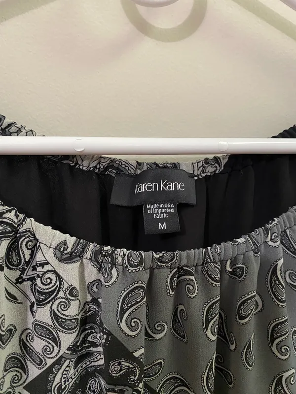 Karen Kane Black & White Paisley Off-Shoulder Blouse - Image 5