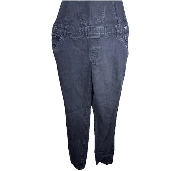 Zara Basic Black Denim Overalls Dungarees Women's Size L Slim Leg Faded Black - Image 4