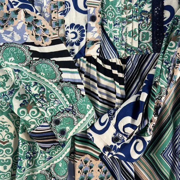 TINY Anthropologie XS Caviana Shirt‎ Dress Blue Paisley Women’s Boho Long Sleeve - Image 6