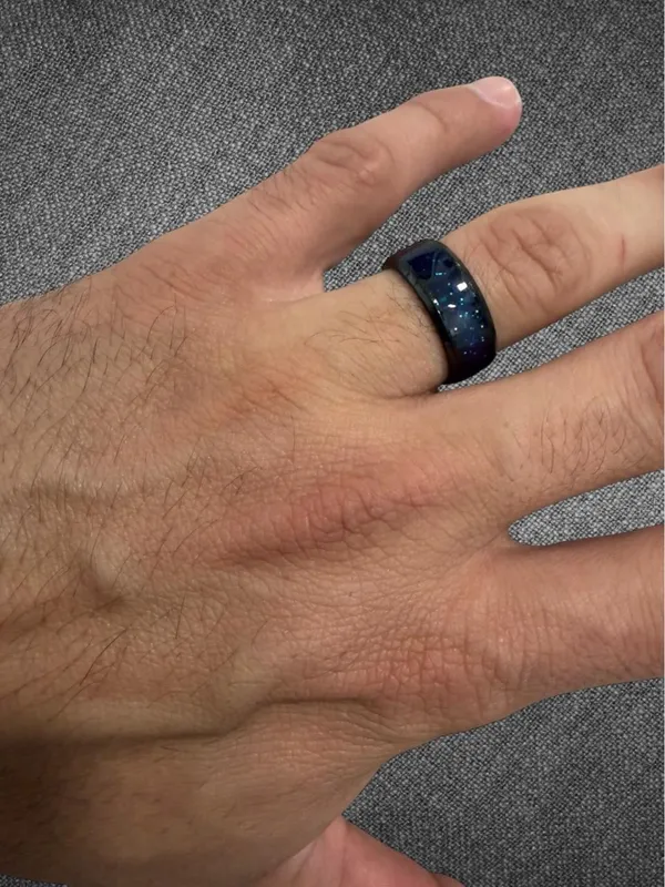 Blue Galaxy Glitter Inlay Band Ring Size 8 - Unisex - Image 5