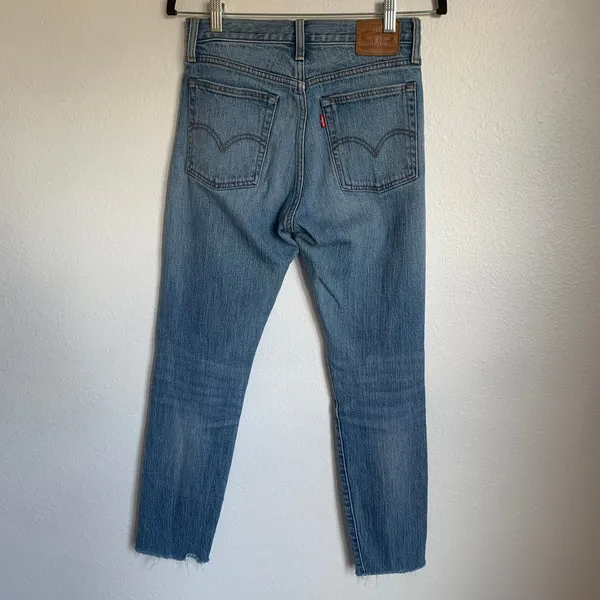 Levi's White Oak Cone Raw Hem Denim Jeans in‎ Medium Blue Wash Button Fly - Image 2