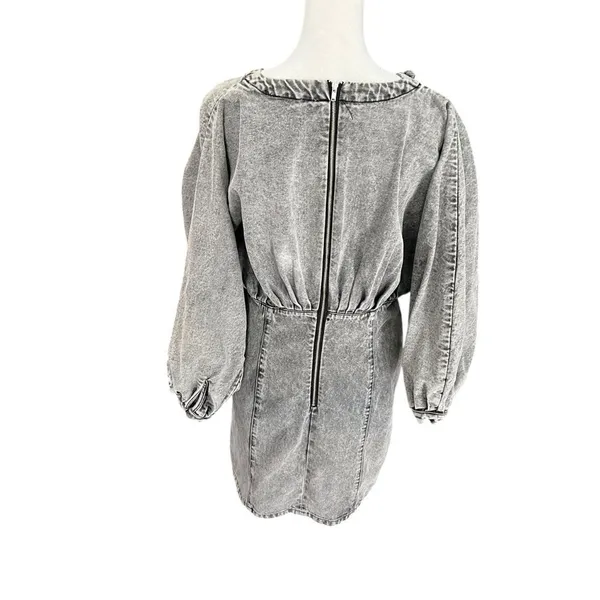 Joslin Studio Ayra Black Grey Denim Puff Sleeve Mini Dress Size 10 - Image 6