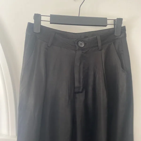 Le Lis Wide Leg Satin Pants High Rise Dress Trousers Black Womens S Going out - Image 4