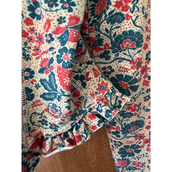 Free People sz M Ruffle Paisley Melanie Scoop Top Blouse Boho Feminine Cottage - Image 10