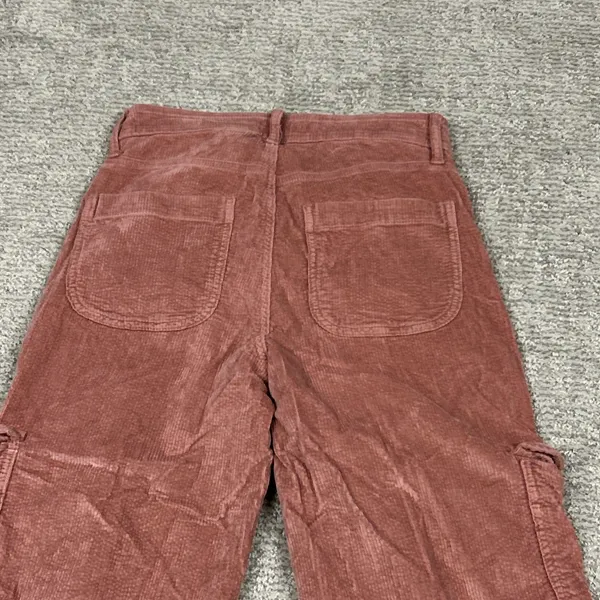 American Eagle Pants Womens 0 Short Pink Corduroy High Rise Cargo Baggy Wide Leg - Image 9
